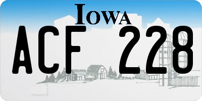 IA license plate ACF228