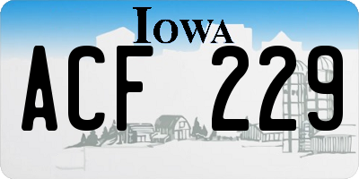 IA license plate ACF229