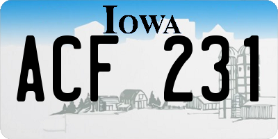 IA license plate ACF231