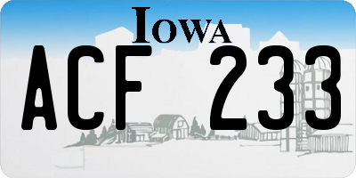 IA license plate ACF233