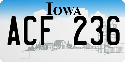 IA license plate ACF236