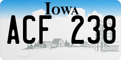 IA license plate ACF238