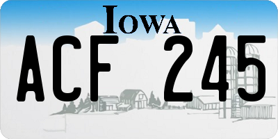 IA license plate ACF245