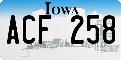 IA license plate ACF258