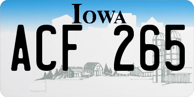 IA license plate ACF265