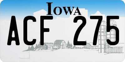 IA license plate ACF275