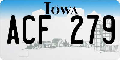 IA license plate ACF279