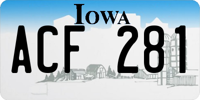 IA license plate ACF281