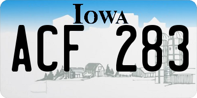 IA license plate ACF283