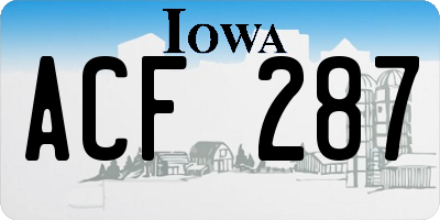 IA license plate ACF287
