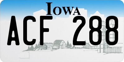 IA license plate ACF288