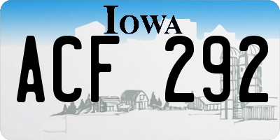 IA license plate ACF292