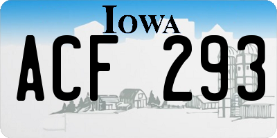 IA license plate ACF293