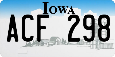 IA license plate ACF298