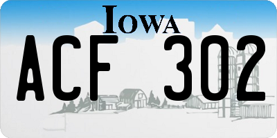 IA license plate ACF302