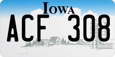 IA license plate ACF308