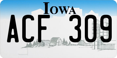 IA license plate ACF309
