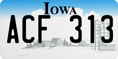 IA license plate ACF313