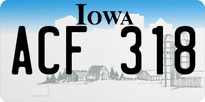 IA license plate ACF318