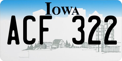 IA license plate ACF322