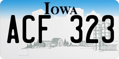 IA license plate ACF323