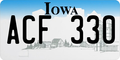 IA license plate ACF330