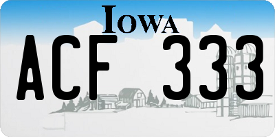 IA license plate ACF333