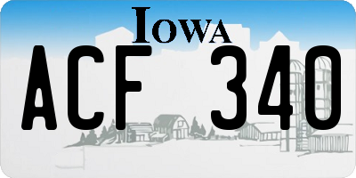 IA license plate ACF340