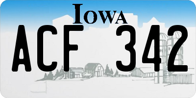 IA license plate ACF342