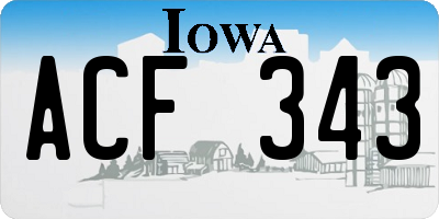 IA license plate ACF343
