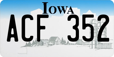 IA license plate ACF352