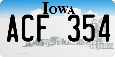 IA license plate ACF354