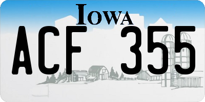 IA license plate ACF355