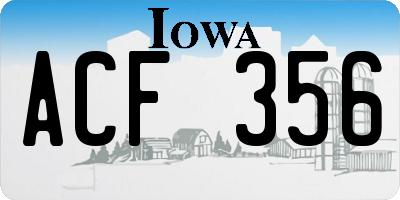 IA license plate ACF356