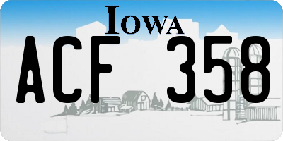IA license plate ACF358