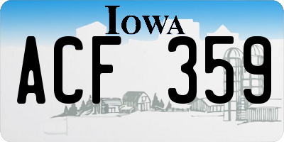 IA license plate ACF359