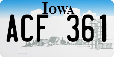 IA license plate ACF361