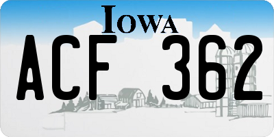 IA license plate ACF362