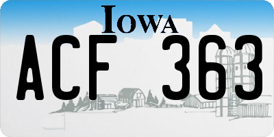 IA license plate ACF363