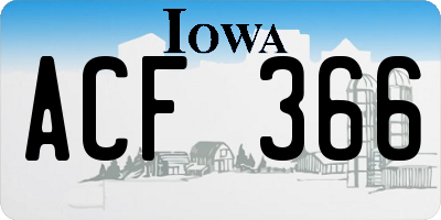 IA license plate ACF366