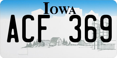 IA license plate ACF369