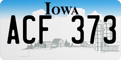 IA license plate ACF373