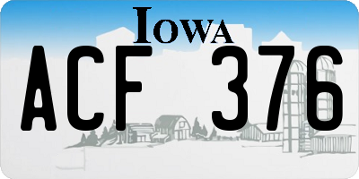 IA license plate ACF376