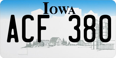 IA license plate ACF380