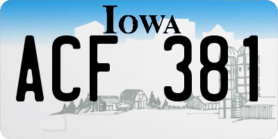 IA license plate ACF381
