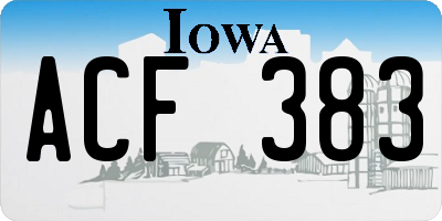 IA license plate ACF383