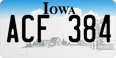 IA license plate ACF384