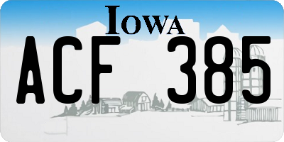IA license plate ACF385