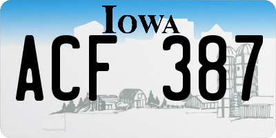 IA license plate ACF387