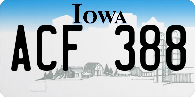 IA license plate ACF388